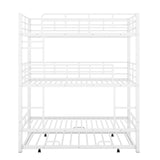Harper & Bright Designs Metal Twin Size Triple Bunk Bed with Trundle for 4, Bunk Beds with 2 Ladders & Guardrails, Convertible to 3 Separate Beds for Kids Teens, Space-Saving, White Harper & Bright Designs