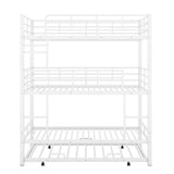 Harper & Bright Designs Metal Triple Bunk Bed with Trundle, Quad Bunk Beds Twin Over Twin, 3 Bunk Beds with 2 Ladders & Guardrails, Convertible Heavy Duty Steel Frame for Bedroom, Dorm, White Harper & Bright Designs