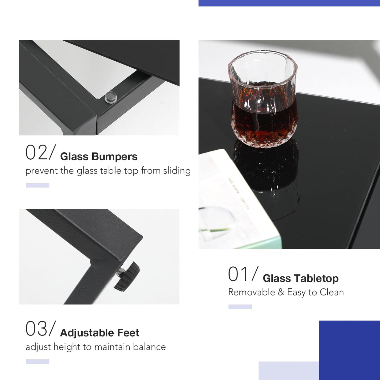 Patiorama 4 Piece Patio Furniture Set, Outdoor Wicker Bistro Set, All-Weather Black PE Rattan Conversation Set w/Coffee Table, Loveseat, Wood-Like Armrest, Cushions for Garden Balcony Deck, Dark Grey Patiorama