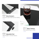 Patiorama 4 Piece Patio Furniture Set, Outdoor Wicker Bistro Set, All-Weather Black PE Rattan Conversation Set w/Coffee Table, Loveseat, Wood-Like Armrest, Cushions for Garden Balcony Deck, Dark Grey Patiorama