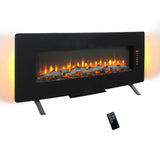 YIMUSTUK 48" Curved Electric Fireplace Heater, Front Wall Mounted/Table Top, W/Remote Control, Touch Screen, 4 Flame Colors and 8 Emberbeds Colors, Adjustable Brightness/Speed/Temperature/Timer YIMUSTUK