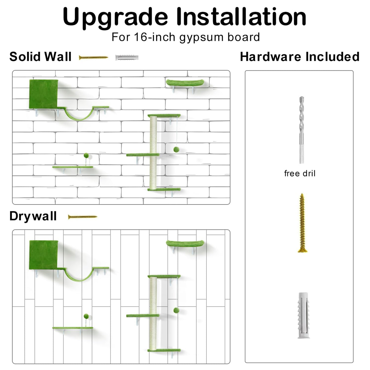 iSawSee Cat Wall Shelves-Cat Wall Furniture 5 in 1 Stable & Safe, Wooden Climbing with Natural Sisal Scratching Post, with Scratching Post, Bridge and Bed,cat Scratching Board iSawSee