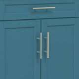 HOMCOM Kitchen Island on Wheels, Rolling Kitchen Cart with Stainless Steel Countertop, Drawer, Towel Rack and Spice Rack, Utility Storage Trolley, Blue HOMCOM