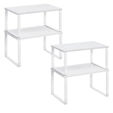 SONGMICS Cabinet Organizer Shelf, Set of 4 Kitchen Counter Shelves, Kitchen Storage, Spice Rack, Stackable, Expandable, Metal and Engineered Wood, Cloud White and Snow White UKCS027W01 SONGMICS