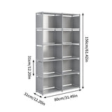 JIUYOTREE 6-Tiers Portable Bookshelf with Fabric Cloth at Back, 10 Cube Closet Storage Organizer Bookcase, Living Room,Study Room,Bedroom, Grey JIUYOTREE