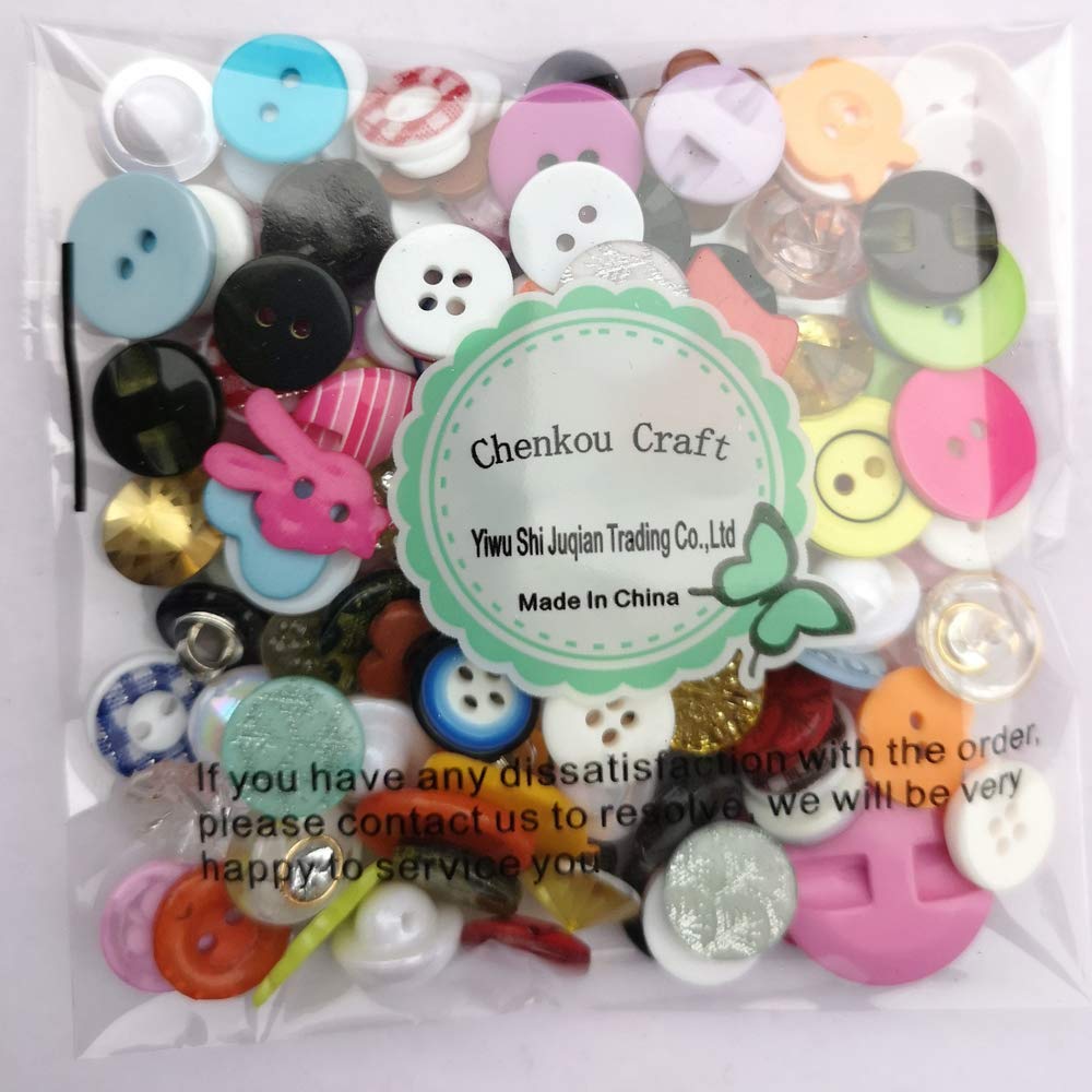 Chenkou Craft Random 100pcs Small Plastic Buttons DIY Sewing Craft Accessory (Mix) Chenkou Craft