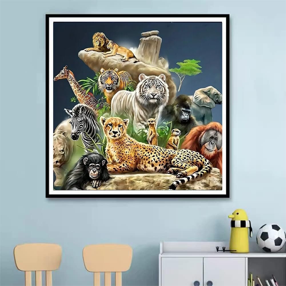 CXYQLC DIY 5D Diamond Painting Kits for Adults, Diamond Art Lions,Tigher&Animals Diamond Painting Full Drill Crystal Rhinestone Embroidery Craft Kits for Home Wall Decor Gifts 13.7x13.7inch CXYQLC