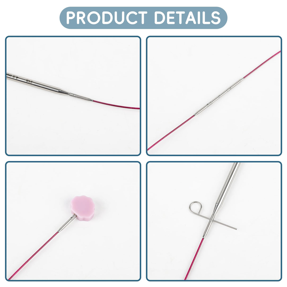 Froggod 4.5-Inch Aluminum Lace Interchangeable Circular Knitting Needle Set, Sizes US 1, 1.5, 2, 2.5, 4, 5, 6, 7 Interchangeable Knitting Needles Lace-Tip with 4 Assorted Cables with Project Bag Froggod