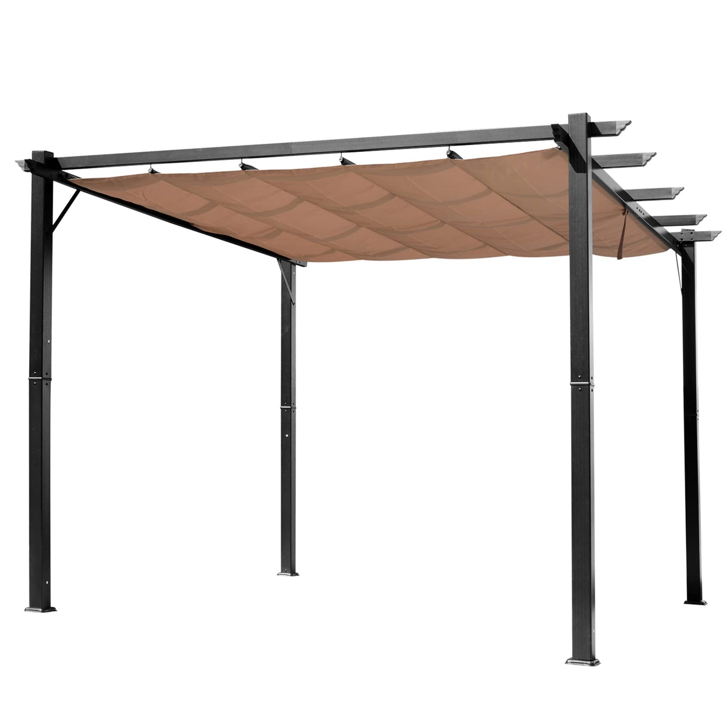 Outsunny 10' x 13' Aluminum Patio Pergola with Retractable Pergola Canopy, Backyard Shade Shelter for Porch, Outdoor Party, Garden, Grill Gazebo, Charcoal Gray - WoodArtSupply