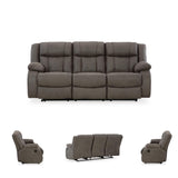 Signature Design by Ashley First Base Contemporary Faux Leather Manual Reclining Sofa, Gray Signature Design by Ashley