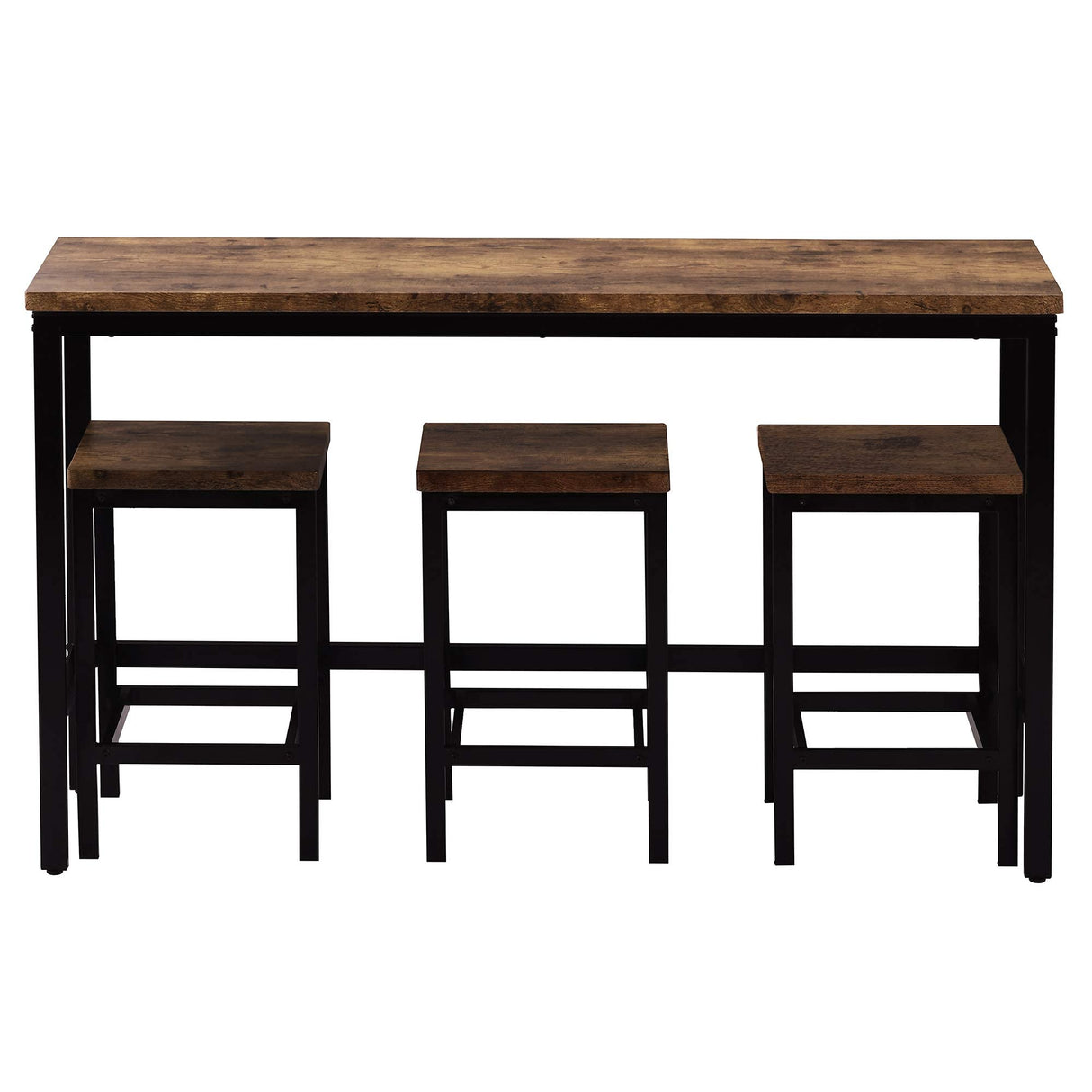 Knocbel Industrial Compact Dining Table and Stools, 4-Piece Counter Height Kitchen Pub Bar Dining Room Furniture Set with Metal Frame (Brown and Black) Knocbel