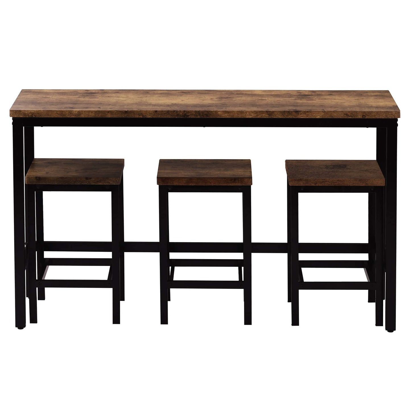 Knocbel Industrial Compact Dining Table and Stools, 4-Piece Counter Height Kitchen Pub Bar Dining Room Furniture Set with Metal Frame (Brown and Black) - WoodArtSupply