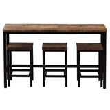 Knocbel Industrial Compact Dining Table and Stools, 4-Piece Counter Height Kitchen Pub Bar Dining Room Furniture Set with Metal Frame (Brown and Black) Knocbel