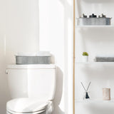 Mkono Metal Storage Basket for Toilet Tank Top Bathroom Decor, Galvanized Tray with Handle for Shelves, Farmhouse Toilet Paper Holder Organizing Bin Box for Countertop Living Room, Set of 2, Silver Mkono