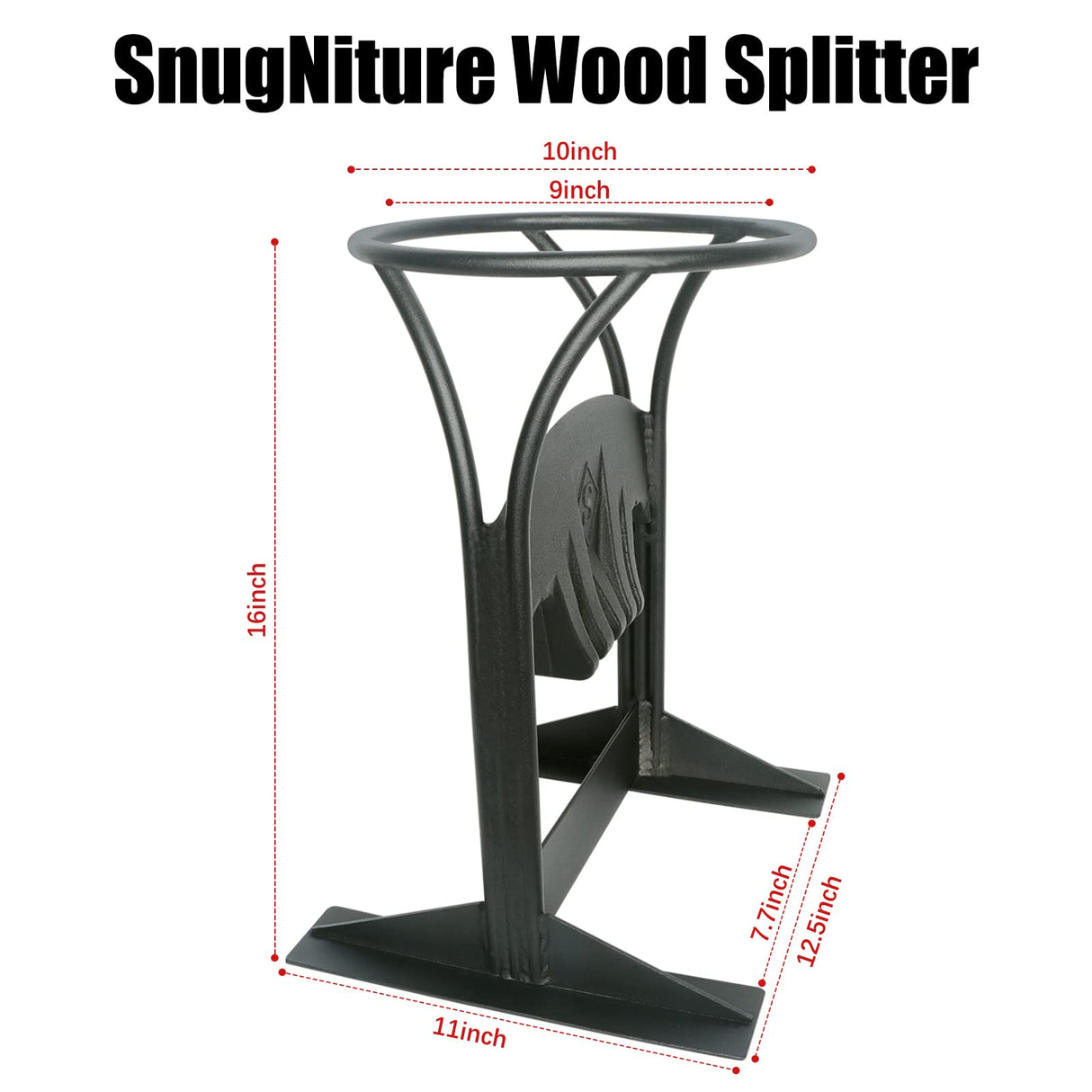 SnugNiture Firewood Kindling Splitter 9IN, Manual Kindling Log Splitting Tool, XL Cast Steel Log Splitting Wedge, Hand Sturdy Firewood Cutter, Splits SnugNiture