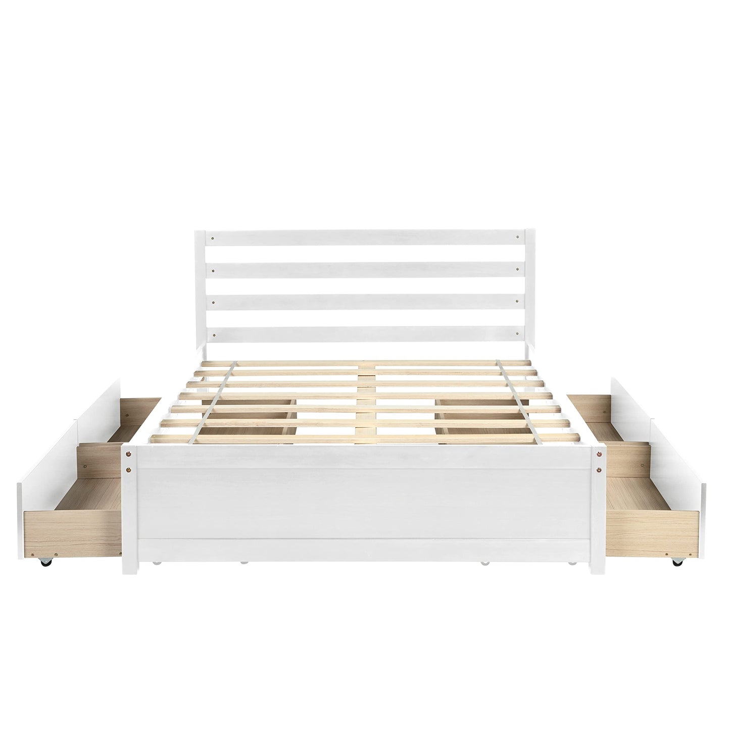 Harper & Bright Designs Full Storage Bed, Full Size Platform Bed with 4 Storage Drawers, Solid Wood Bed Frame for Kids Teens Adults (White)