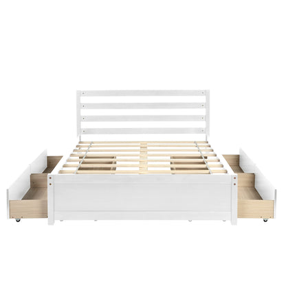 Harper & Bright Designs Modern Full Storage Bed with 4 Drawers in White - WoodArtSupply