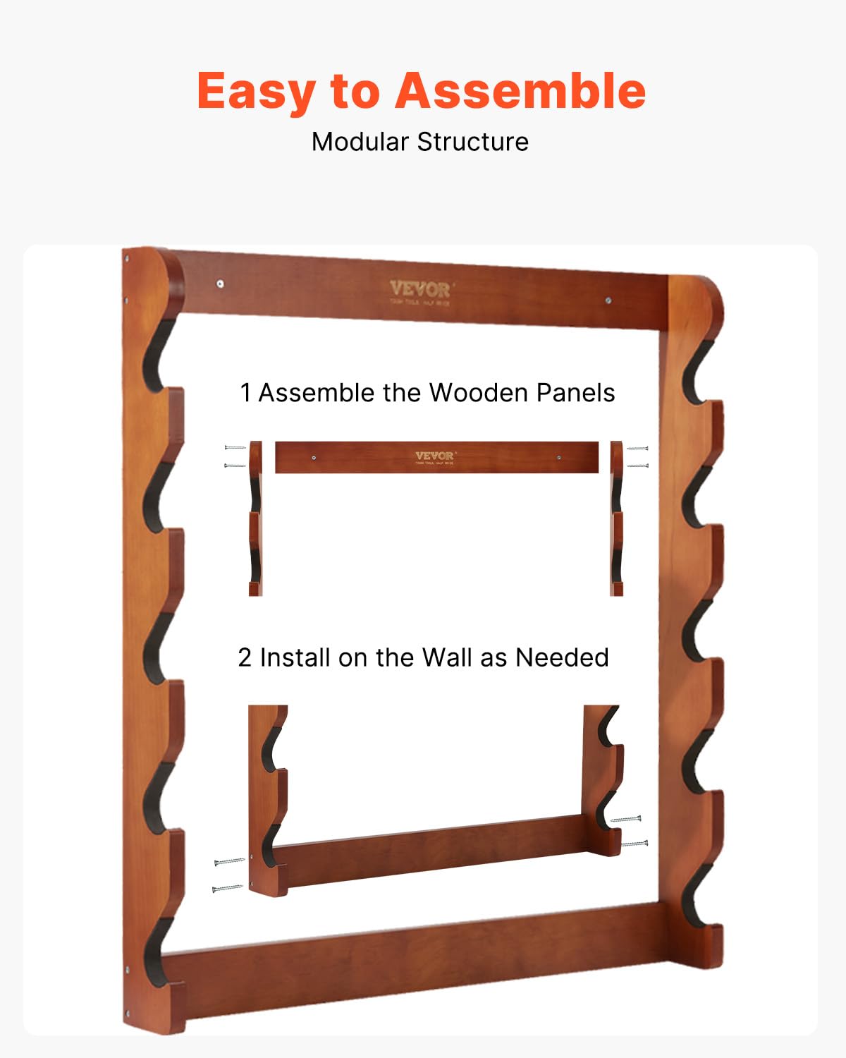 VEVOR Gun Rack, 5-Slot Wall Mounted Wooden Gun Rack, Heavy Duty Gun Display Rack Holds 5 Shotguns and Rifles, Wall Storage Display Rifle Rack with Soft Padding, 132 lbs Capacity VEVOR