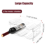 YENXIKU Wine Rack for Countertop, Fridge, Inside Cabinet, 2 Tier Plastic Tabletop Wine Bottle Holder, Water Bottle Organizer for Refrigerator, Pantry, Hold 6 Bottles YENXIKU