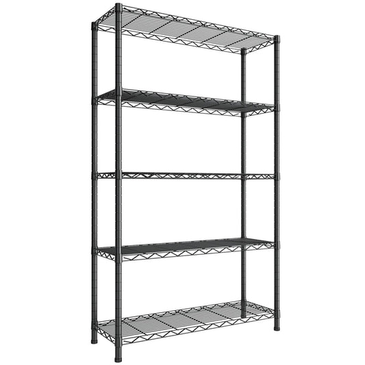 SINGAYE 5 Tier Storage Shelves Garage Shelving Wire Shelf 1750lbs Heavy Duty Storage Shelving Adjustable Shelf Metal Shelf Unit Black 48" W x 18" D x 77" H