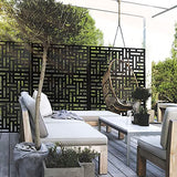 Elevens Metal Outdoor Privacy Screen, Freestanding Outdoor Divider Decorative Privacy Fence Screen, Fence Panels for Balcony Patio,72‘’H×47‘’W (Black-Retangle) Elevens