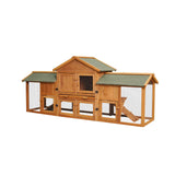 Chicken Coops Large 2-Tier Wooden Chicken House Outdoor Double Door Poultry Hen Cage Backyard Rabbit Hutch Pen with Removable Tray and 2 Runs 79.5 x 33.66 x 20.66 inches EastVita