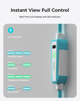 EG evgoer Electric Vehicle Charger Level 2 & Level 1, 32Amp 110V-240V Schedule Timer 20ft Cable Portable EV Home Charging Station, 8A-32A Adjustable Current Compatible with All SAE J1772 EVs EG evgoer