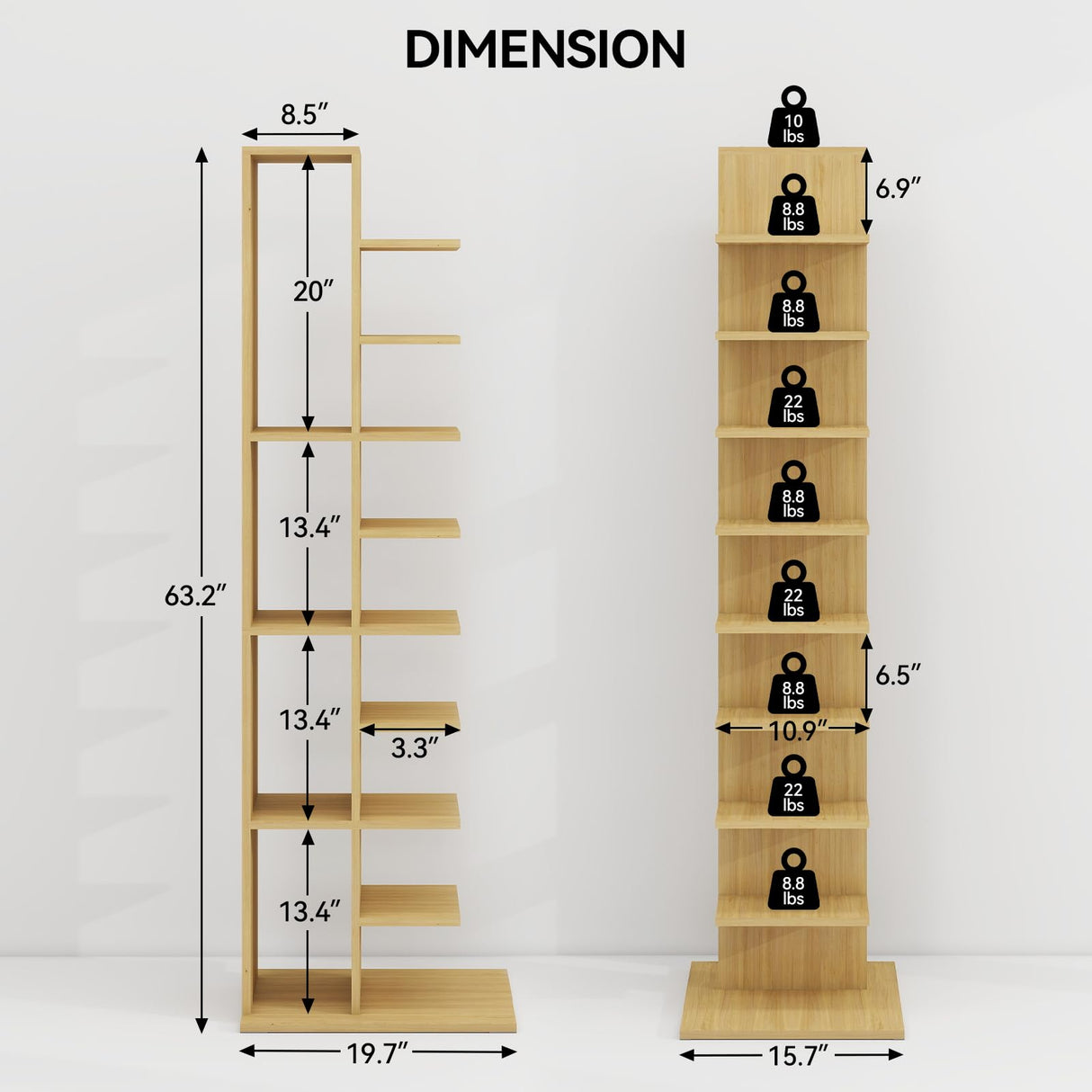 ELECWISH Narrow Bookshelf, 13-Tier Bookcase for Small Space, Tall Vertical Spine Bookshelf Tower, Modern Corner Book Shelf with Storage for Home Office ELECWISH