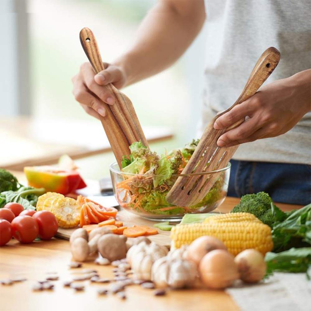 Spurtle Set, Natural Acacia Wooden Kitchen Utensils Set of 4, Wooden Spoons Utensils for Cooking, stirring, Mixing, Serving, spurtles kitchen tools as seen on tv for NonSick Cookware TEZZ