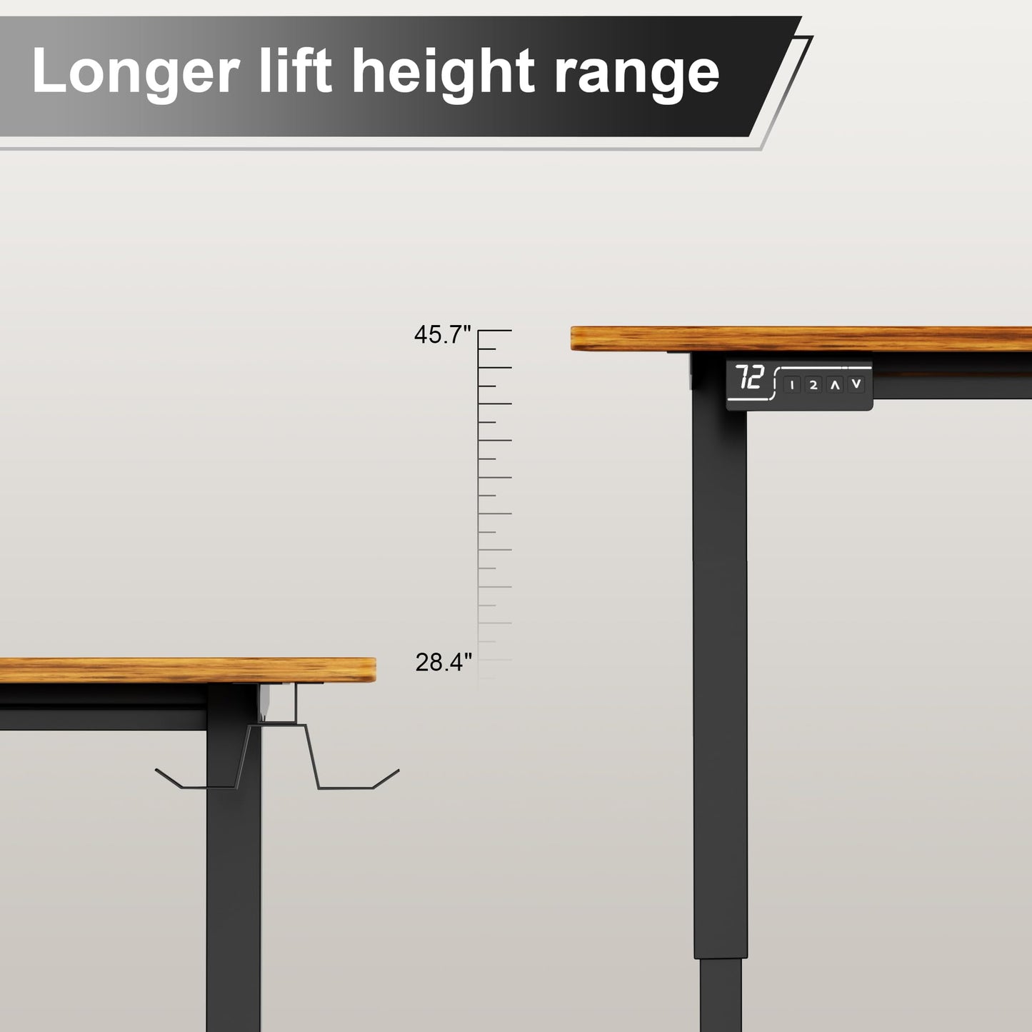 Shahoo L-Shaped Corner Standing Desk, Electric Height Adjustable Table, Home office Workstation, 63 x 55 Inch, Rustic Brown - WoodArtSupply