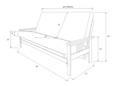 Kodiak Furniture Monterey Queen Solid Hardwood Futon Frame in Espresso - WoodArtSupply