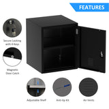 JINGUR Metal Storage Locker Cabinet with Locking Door and Adjustable Shelf for Home Office Classroom Workshop Organization (Black) JINGUR