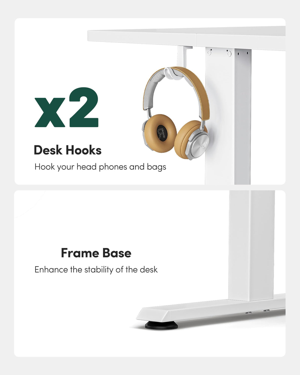 FEZIBO Electric Standing Desk, Height Adjustable Stand up Desk, 55 x 24 Inches Sit Stand Home Office Desk, Computer Desk, White FEZIBO