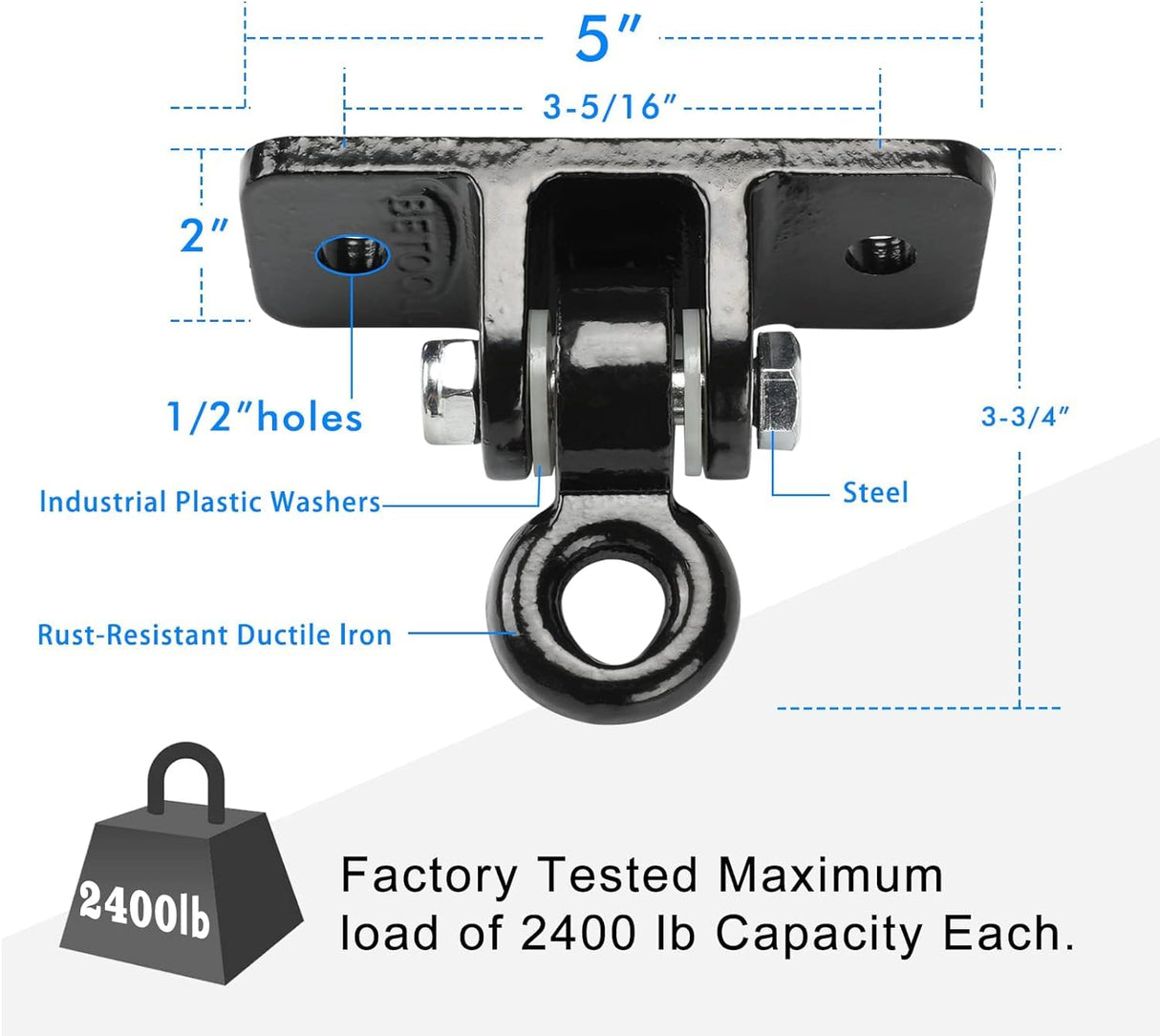 BETOOLL Heavy Duty Swing Hangers Swing Set Hardware Playground Porch Yoga Seat Trapeze Wooden Sets Indoor Outdoor Set of 8 BETOOLL