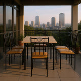 Homy Casa Outdoor Patio Dining Set, 7-Piece Table & Chairs, Wood Grain Top & Metal Frame, Ideal for Deck, Garden & Balcony Gatherings Homy Casa