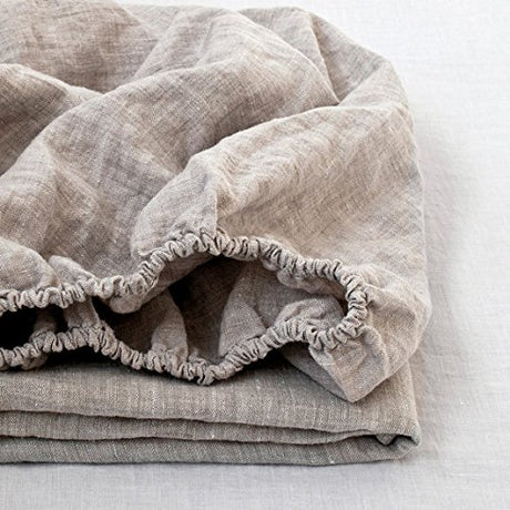 Simple&Opulence 100% Linen Fitted Sheet Full(1 Piece), 14 Inch Deep Pocket Mattress Cover Natural French Flax Stone Washed Farmhouse Soft Breathable Bottom Sheets-Linen Simple&Opulence