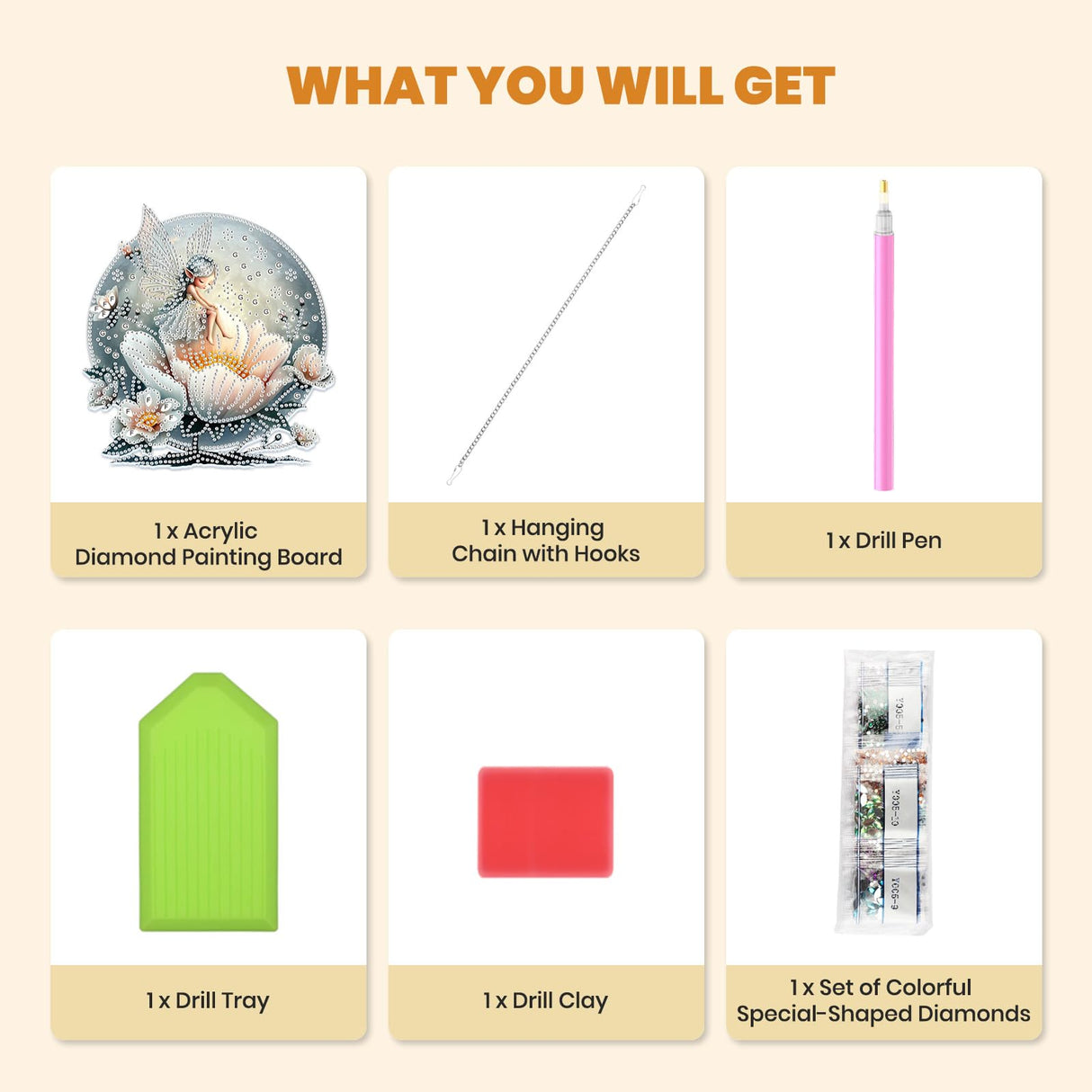 MXJSUA Moon Flower Fairy Special Shaped Hanging Diamond Painting Art Kits for Adults, Crystal Rhinestone Acrylic Gem Art Pendant Ornaments Kit for Home Decor and Gift 7.87 * 7.87 Inch MXJSUA