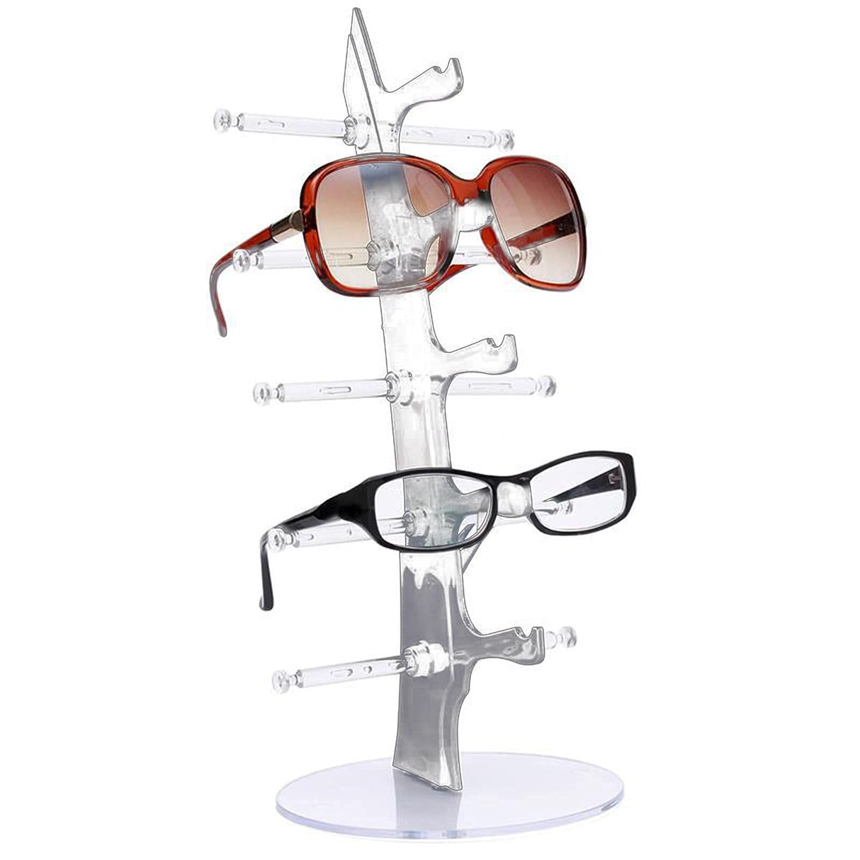 Anetiry 2 Pack Sunglasses Rack Eyeglasses Display Stand Holder Storage Organizer for 5 Glasses Acrylic Jewelry Eyewear Display for Selling Clear Anetiry