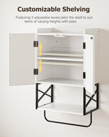 Masupu Fluted Bathroom Wall Cabinet, Small Hanging Bathroom Cabinet with Adjustable Shelf and Magnetic Latch Doors, Wood Wall Mounted Cabinets for Laundry, White Masupu