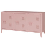 MIOCASA TV Stand Metal TV Table with Storage Steel 3 Door Locker Cabinet for Living Room (Pink) MIOCASA