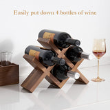 OAKERLAND Walnut Wood Wine Storage Rack Countertop, 4 Bottle Wine Rack Free Standing Wine Storage, Wine Shelf Organizer, Perfect for Home Décor and Wine Gifts, No Need Assembly (Walnut) OAKERLAND