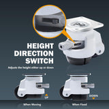 POWERTEC 17300 2-Inch Leveling Casters Set of 4 | Heavy Duty with Adjustable Ratcheting Handles | Retractable and Swivel Castors 4 PK POWERTEC