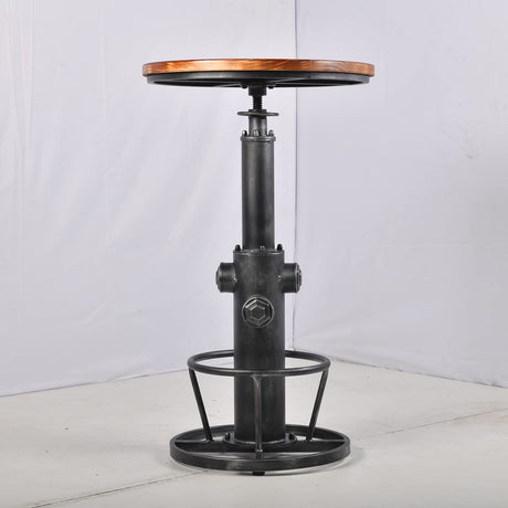 BOKKOLIK Industrial Bistro Bar Table 38.6-44.4inch Height Adjustable Farmhouse Pub Table for Kitchen Dinning Room Office Swivel Wooden Top BOKKOLIK