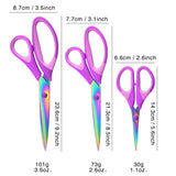 Craft Scissors Set of 3 Pack, All Purpose Sharp Titanium Blades Shears, Comfort Grip Handle, Multipurpose Fabric Scissors Tool Great for Adults, Office, Sewing, School and Home Supplies, Purple SCAIKTIG