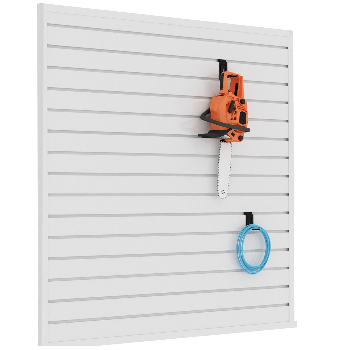 BRITINE Slatwall Panel Garage Organizer PVC Slatwall Heavy Duty Wall Mounted Rack, Interlocking Slat Wall Panels for Tool Organization Peg Board(White 4 x 4 ft) BRITINE