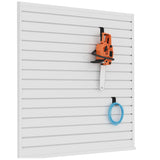 BRITINE Slatwall Panel Garage Organizer PVC Slatwall Heavy Duty Wall Mounted Rack, Interlocking Slat Wall Panels for Tool Organization Peg Board(White 4 x 4 ft) BRITINE