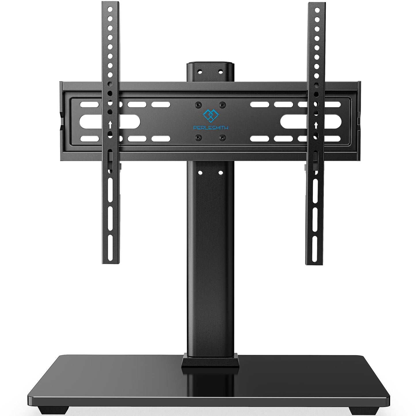 PERLESMITH Universal TV Stand - Table Top TV Stand for 32-60 inch LCD LED TVs - Height Adjustable TV Base Stand with Tempered Glass Base & Wire Management, VESA 400x400mm PSTVS04