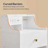 HOOBRO Nightstand with Charging Station and LED Light, Bedside Table with Fabric Drawer, End Table with USB Ports & Outlets, Modern Side Table, Sofa Table for Bedroom, White WT188UDBZ01 HOOBRO