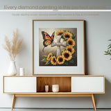 Sanjee Cross Diamond Art Painting Kits for Adults Beginner, Sunflower 5D DIY Round Full Drill Gem Art Crafts for Home Wall Decor Gift, 12x12inch Sanjee