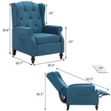 VUYUYU Wingback Recliner Chair, Push Back Arm Chair with Heat and Massage, Tufted Single Sofa for Home, Living Room, Office, Bedroom (Blue) VUYUYU